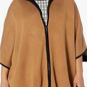 NWT Anne Klein Tan Cape/Poncho with Black Trim.